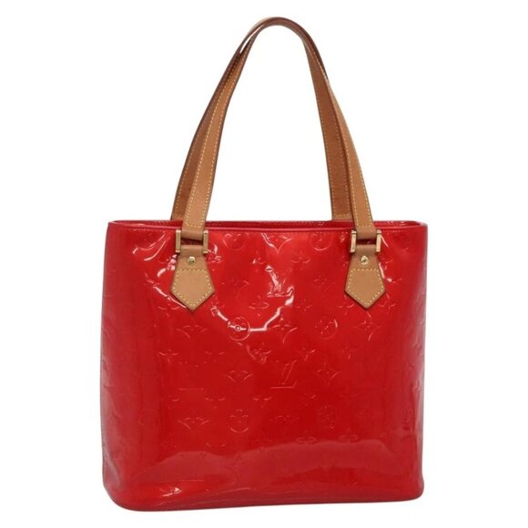 LOUIS VUITTON Monogram Vernis Houston Hand Bag Red M91092 LV Auth BA4799 - Picture 1 of 16